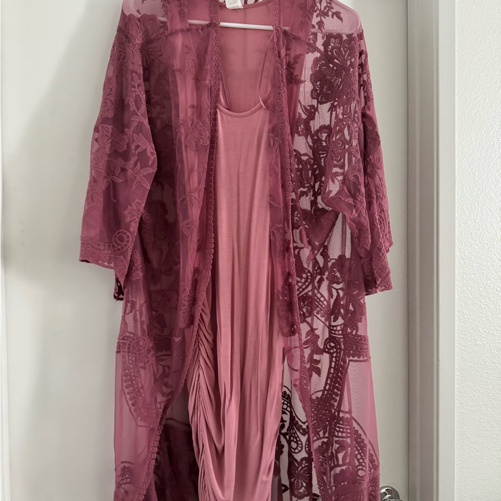 Women’s body con dress with lace cover